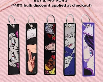 Jujutsu Kaisen Embroidered Keychain Anime Keychain Tag Backpack Car Keyring Gift for Friends