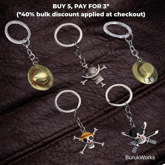 Pirate Skull Anime Metal Keychain, Straw Hat Inspired Bag Charm, Adventure Style Pendant Accessory for Backpack Keys Gift