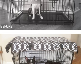 Modern Brown & White Designer Dog Pet Wire Kennel Crate House COVER ONLY Many SIZES Available to Choose Perfect Gift Ideas