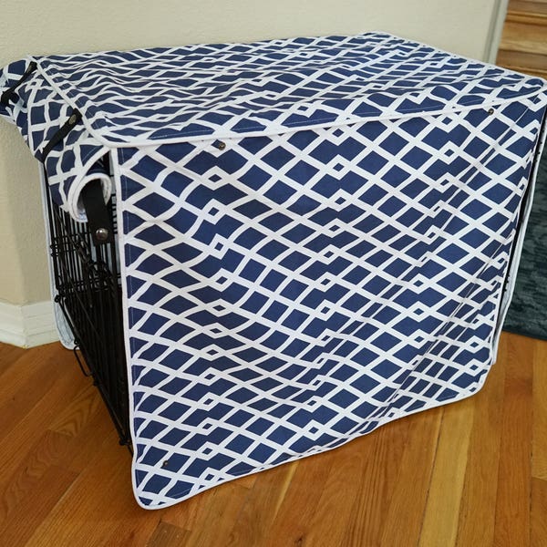 Modern Designer Baja Fret Blue Marine Dog Pet Wire Kennel Crate House Cover ALL SIZES Pet Accessories Bedding Decor Home