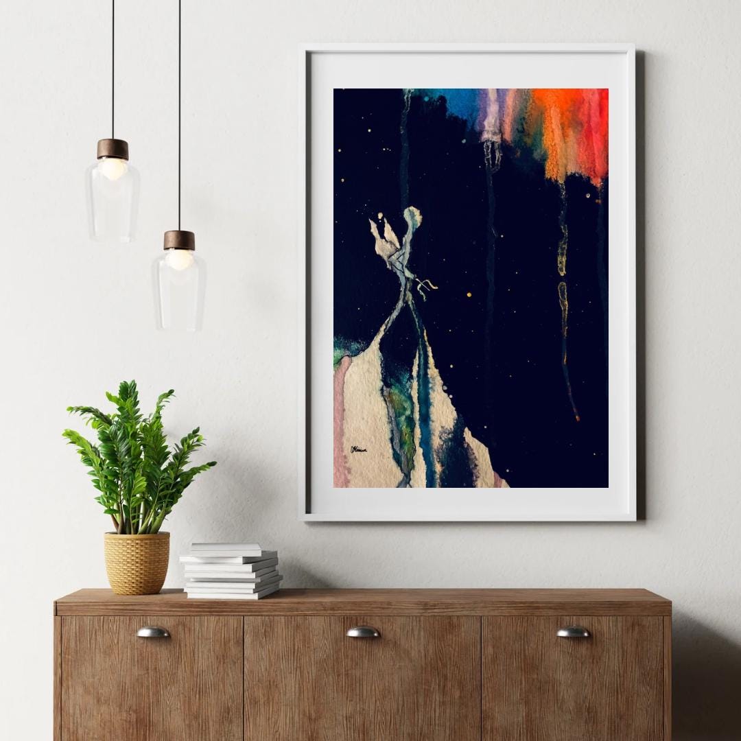 Dissociation Art Print: Signed Watercolor & Acrylic Painting (digital ...