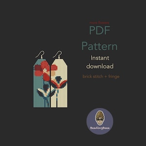 Flowers Fringe Earrings Pattern: Brick Stitch Miyuki Delica Seed Bead Tutorial (PDF)