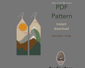 Patrón de pendientes con flecos y cuentas de punto de ladrillo de montaña: joyería DIY con flecos (descarga digital en PDF)