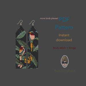 Birds Earrings Bead Pattern: Miyuki Delica Brick Stitch PDF Tutorial