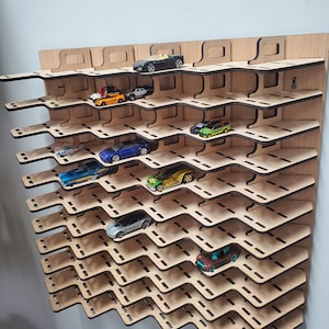 NEW! Combo 1:64 die cast and micro/nano wheels toy car display. Original Artifact Design Diagonal Display. Made in US