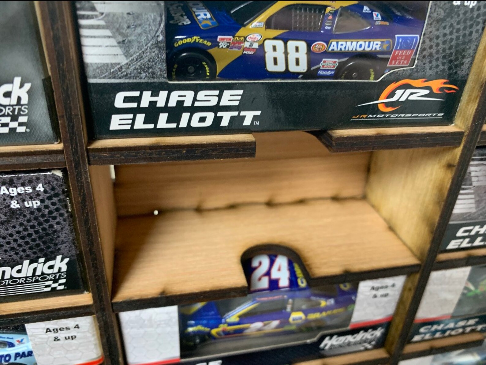 Nascar wood model display rack shelf with 63 cells. 164 Etsy
