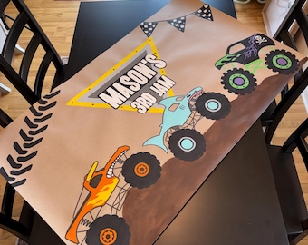 Custom Monster Jam Birthday Banner, Personalized Party Decor, Butcher Paper (50x30 inches)