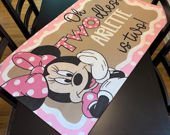 Custom Minnie Mouse Banner, Oh Twodles Birthday, Personalized Party Decor, Butcher Paper (50x30 inches)