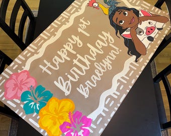 Custom Moana Banner, Personalized Party Decor, Butcher Paper (50x30 inches)