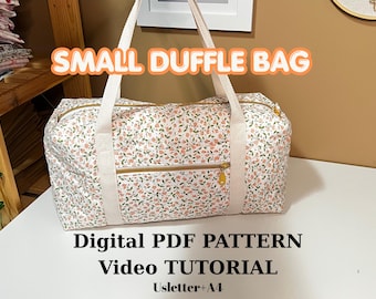 Small Duffle Bag Sewing Pattern PDF | Gym Tutorial | Overnight Organizer | DIY Sleepover