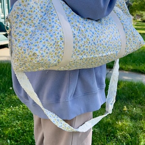 Handmade Floral Duffle Bag | Travel Bag | Overnight Gym Bag | Weekender Bag