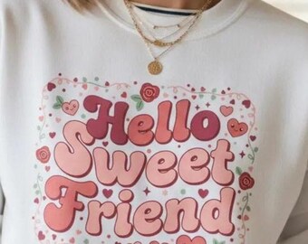Hello Sweet Friend PNG | Pastel Valentine Typography