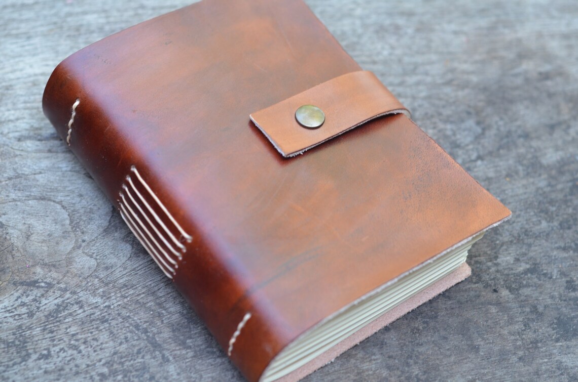 Old Classic Leather Journal / Pocket Book / Free Initials / Etsy