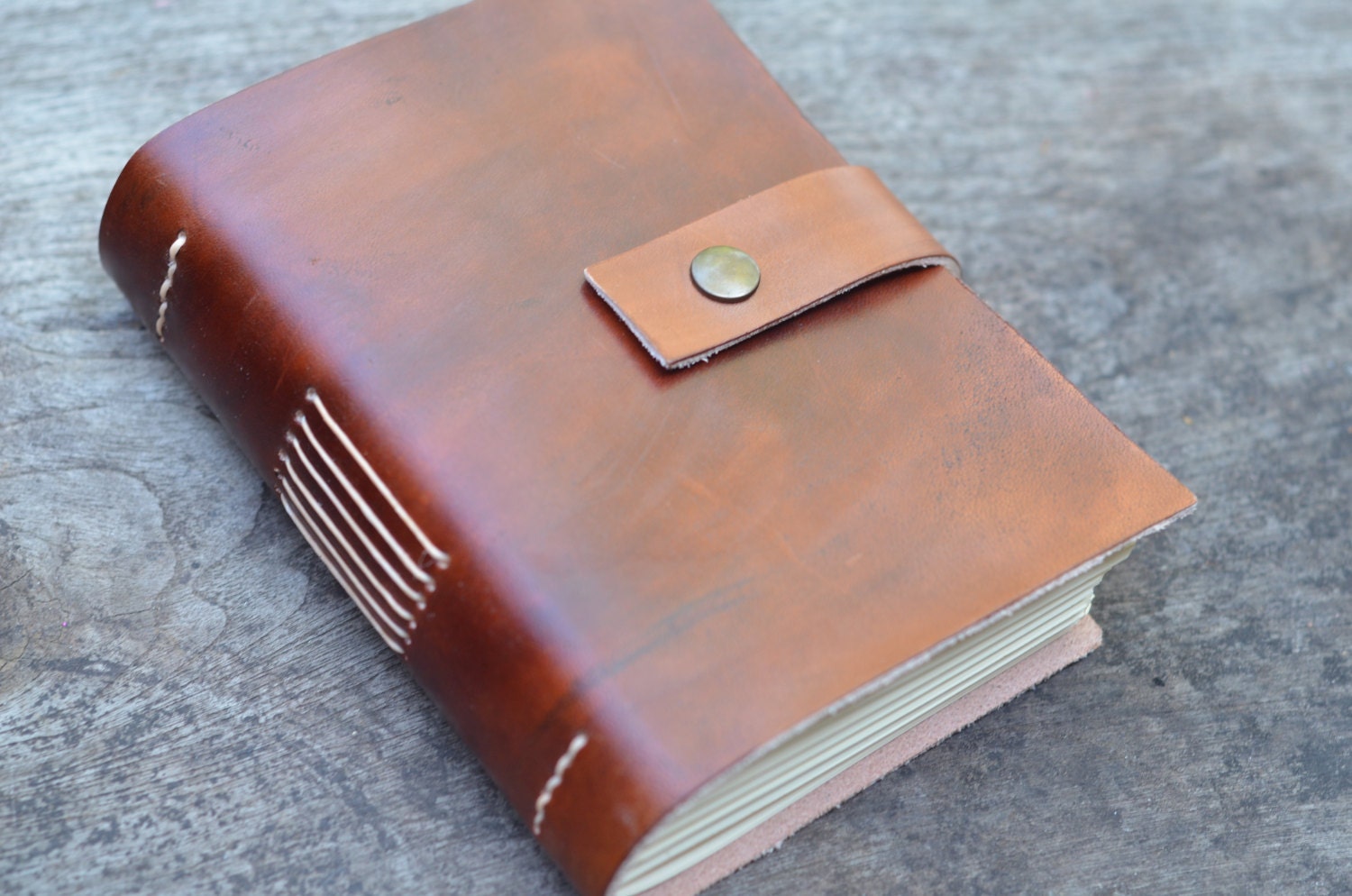 Old Classic Leather Journal / Pocket Book / Free Initials / Etsy