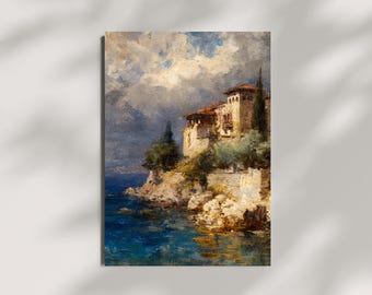 Impression sur toile Riviera italienne - Art mural villa sur la côte méditerranéenne