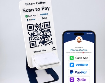 Square Reader Holder & QR Code Payment Sign with Business Card Dispenser
