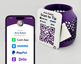 Compact Tip Jar - Cash & Digital Tipping with Business Card Holder - Artfare Mini