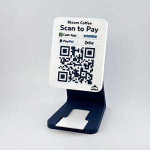 Compact QR Code Payment Sign with Business Card Holder: Venmo, PayPal, CashApp, Zelle