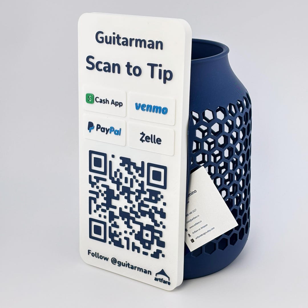 Tip Pot Tip Jar - Cash & Digital Tipping With Business Card Holder - Artfare ...