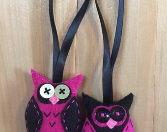 Owl Ornament, Hot Pink