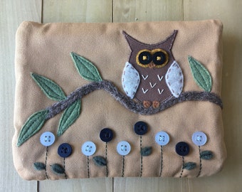 Owl In Bloom, Large Pouch