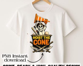 Hoist The Cone Shirt, Funny Steel City Baseball PNG, Black and Gold Game Day, Victory Cone Skeleton Graphic, Retro Varsity Sports Fan Gift