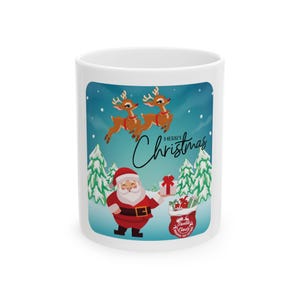 Christmas Ceramic Mug, Holiday Coffee Cup, Festive Tea Mug, Xmas Gift Idea, Winter Drinkware, Seasonal Hot Cocoa Mug