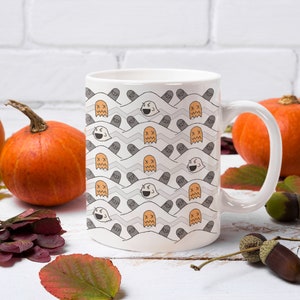 Video Game Ghosts Halloween Coffee Mug, Mario Bros Boo Ghost Halloween Coffee Cup, Gift for Gamer, Pacman Ghost, Halloween Mug image 1