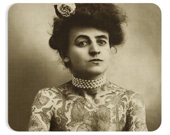 Maud Wagner Tattooed Lady Mousepad, Feminist Office Decor