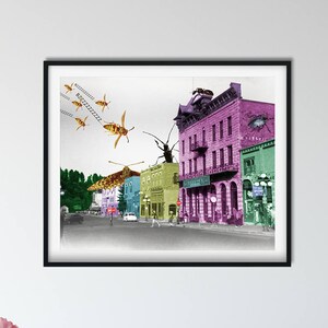 Surreal Insect Art, Insect Attack, Insect Decor, Colorful Pop Art, Boys Room Decor, Insect Lover, Dorm Poster, Weird Wall Art, Entomologist