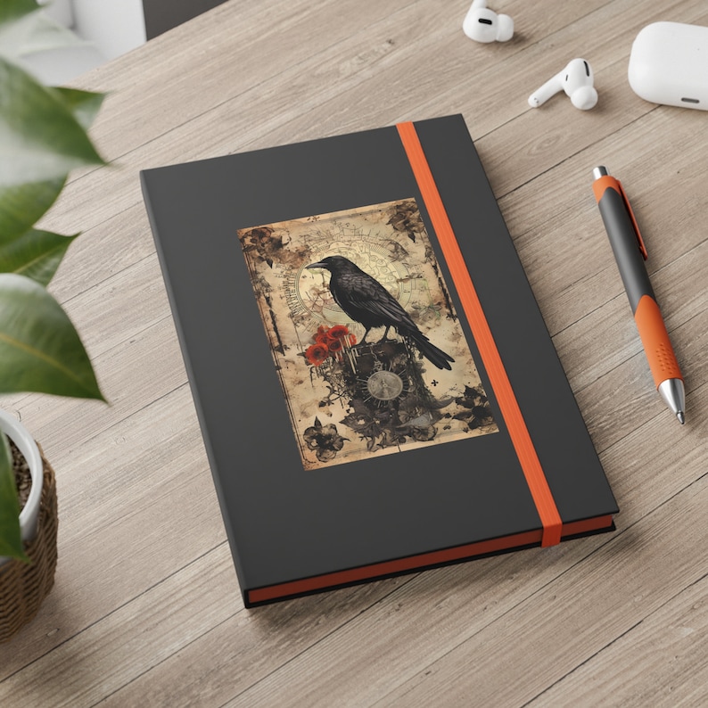 Raven Steampunk Journal Mesmerizing Gothic Notebook for Dark Souls Halloween Gift Idea image 1