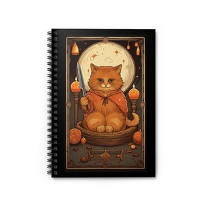 Tarot Cat Spiral Notebook, Orange Kitty, Gift for Witch, Halloween Journal, Cat Lover Gift image 2