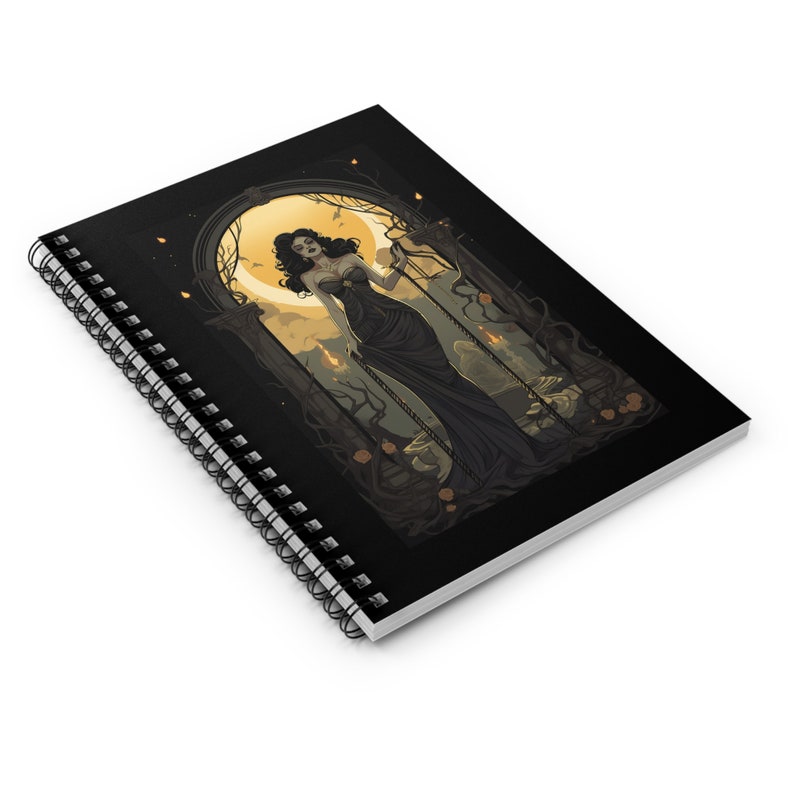 Vampire Woman Spiral Notebook, Gothic Journal, Halloween Poetry, Prose, Gift for Witch image 4