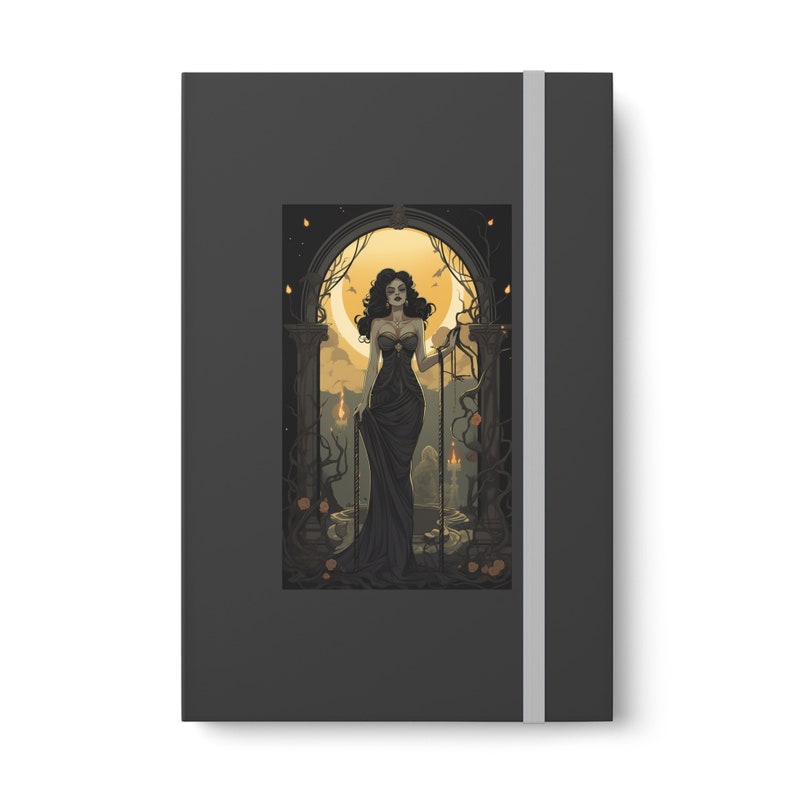 Vampire Woman Journal, Gothic Notebook, Gift for Witch, Halloween Themed School Supplies Ruled Line Banded image 8