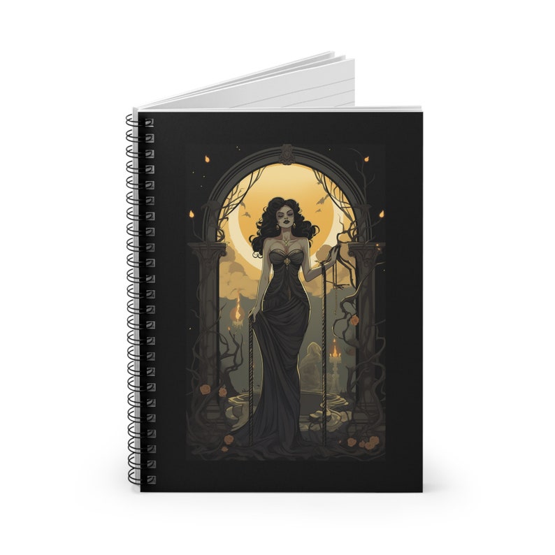 Vampire Woman Spiral Notebook, Gothic Journal, Halloween Poetry, Prose, Gift for Witch image 3