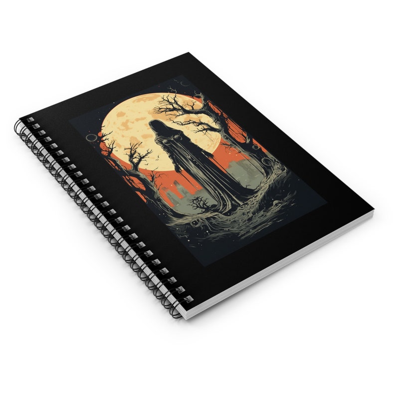 Melina Elden Ring Spiral Notebook: Full Moon and Ghoulish Woman Journal, Ideal Halloween Gift for Gamers image 4