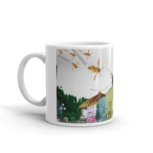 Surreal Coffee Cup, Pop Surrealism Collage, Insect Attack Monster Movie Bugs Coffee Mug, Gift for Entomologist, Naturalist, Movie Buff image 5