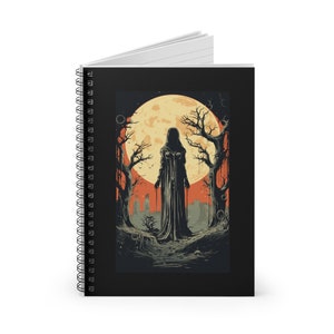 Melina Elden Ring Spiral Notebook: Full Moon and Ghoulish Woman Journal, Ideal Halloween Gift for Gamers image 3