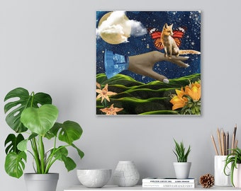 Give Nature A Boost Collage Canvas Gallery Wrap - Fox and Rocket, Flowers