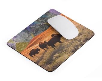 Space Mousepad, Dorm Mousepad, Bison Decor, Gift for Student, Trippy Scene, Outer Space Desk, Desk Decor, Unusual Gift, Colorful Mouse Pad