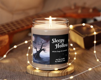 Sleepy Hollow Soy Candle, 9oz - White Sage and Lavender Scent, Cotton and Natural Ingredients