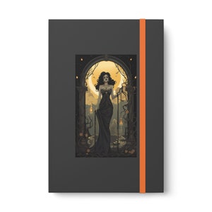 Vampire Woman Journal, Gothic Notebook, Gift for Witch, Halloween Themed School Supplies Ruled Line Banded image 3