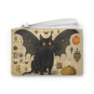 Vintage Halloween Theme Faux Leather Clutch Bag, Goth Accessories image 2