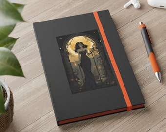 Gothic Vampire Woman Journal, Halloween Witch Notebook, Ruled