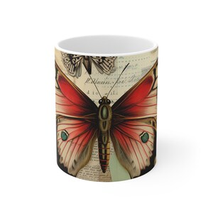 Butterfly Wings Collage Coffee Mug, Victorian Scrapbook Style, Gift for Mom image 3