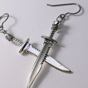 Rambo Hunting Knife Earrings, Buck knife, Halloween Jewelry, Jason, Mike Meyers, Chucky, Gothic Zombie Hunter, Walking Dead image 2