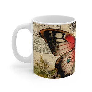 Butterfly Wings Collage Coffee Mug, Victorian Scrapbook Style, Gift for Mom image 2