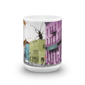 Surreal Coffee Cup, Pop Surrealism Collage, Insect Attack Monster Movie Bugs Coffee Mug, Gift for Entomologist, Naturalist, Movie Buff image 1