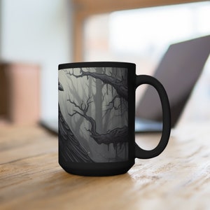 Raven of Death Black Coffee Mug, Crow Tea Cup, Halloween Gift, Gothic image 4
