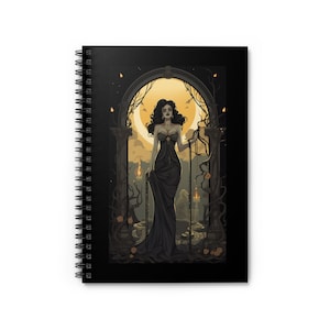 Vampire Woman Spiral Notebook, Gothic Journal, Halloween Poetry, Prose, Gift for Witch image 2